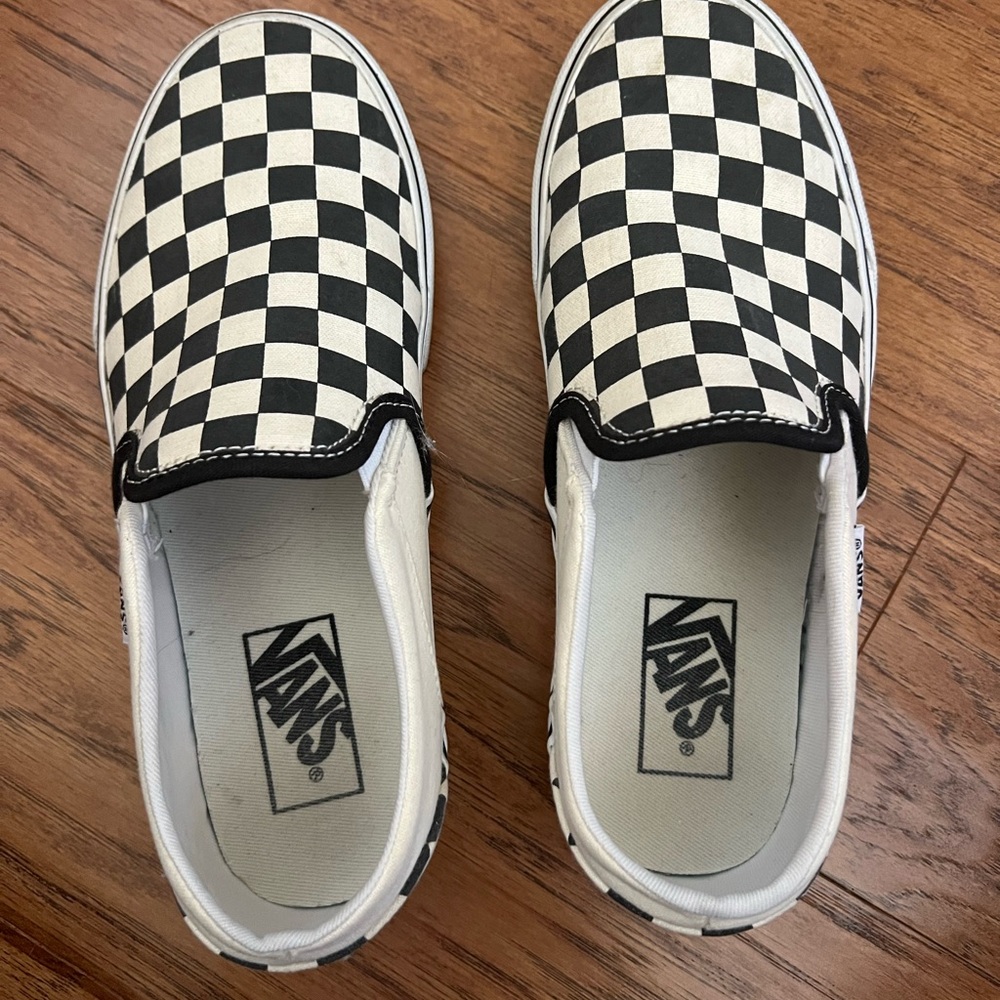 Vans Checkered Slip-On Shoes - Black and White